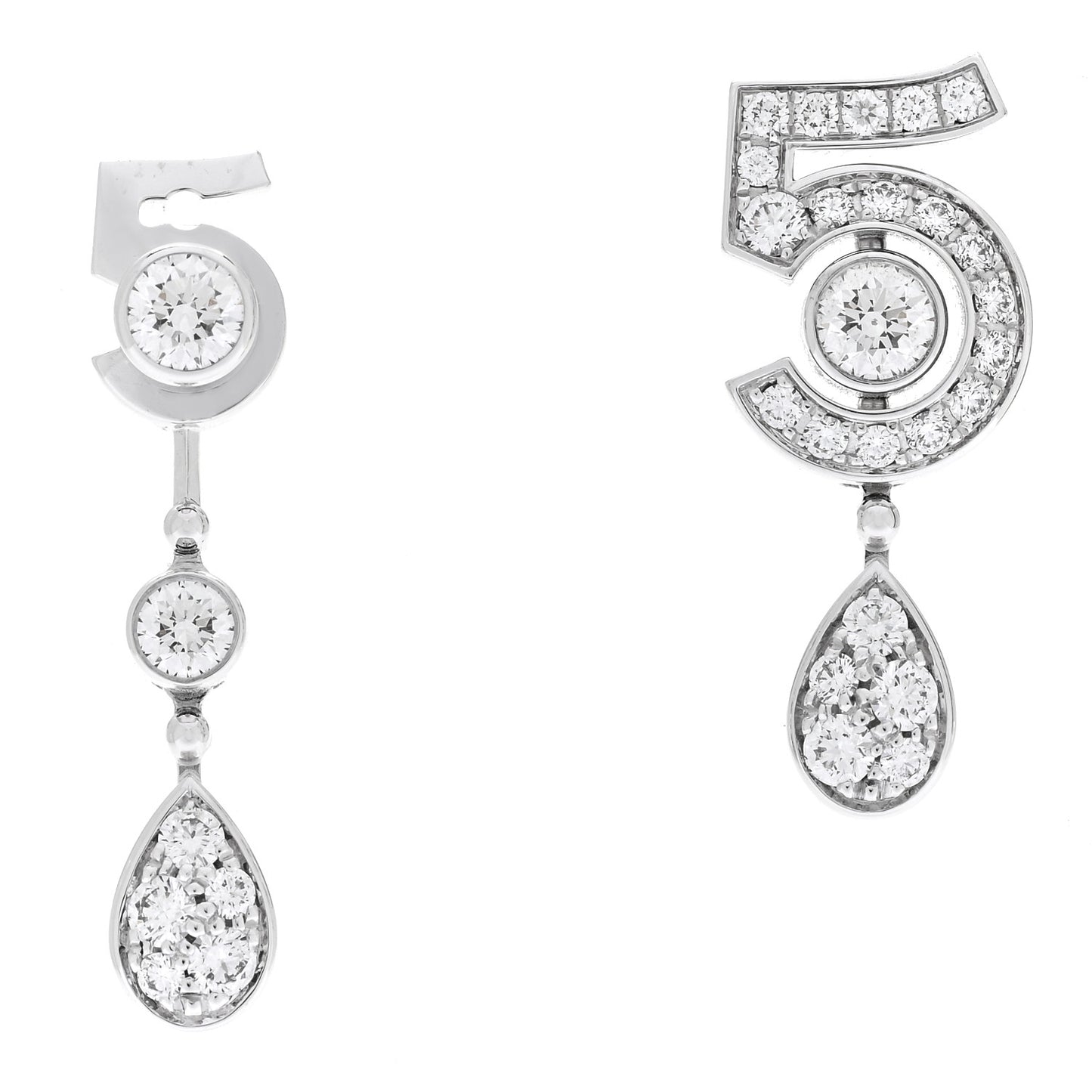 18K White Gold Diamond No 5 Transformable Earrings