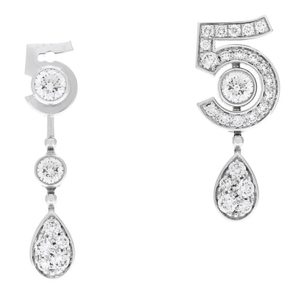 Chanel 18K White Gold Diamond No 5 Transformable Earrings 1 of 4
