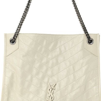 Saint Laurent Crinkled Calfskin Matelasse Monogram Large Niki Shopper Tote Cream Soft 8 of 11