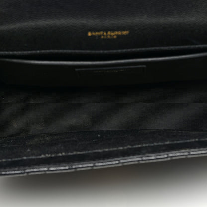 Saint Laurent Grain De Poudre Textured Mixed Matelasse Triquilt Medium Monogram Satchel Black 5 of 10
