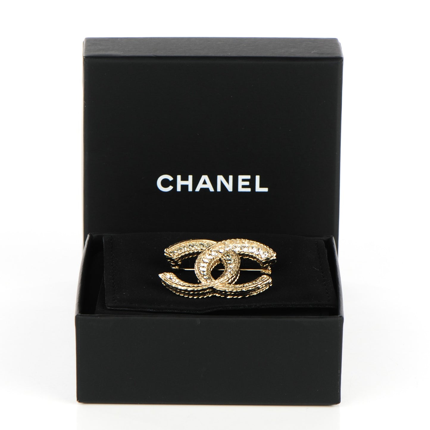 Crystal CC Brooch Light Gold