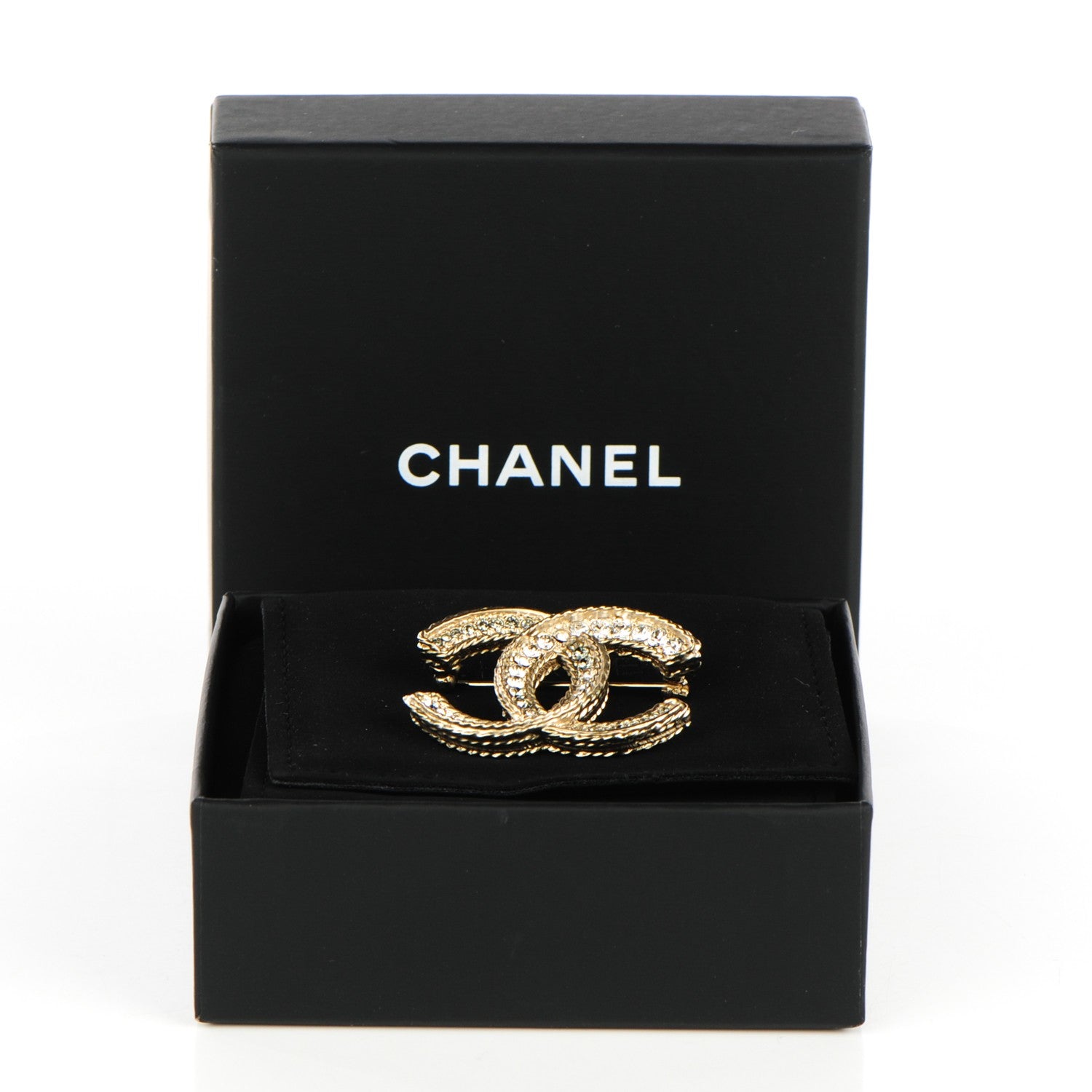 Chanel Crystal CC Brooch Light Gold 5 of 5