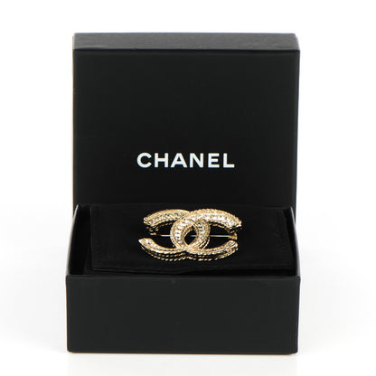 Chanel Crystal CC Brooch Light Gold 5 of 5