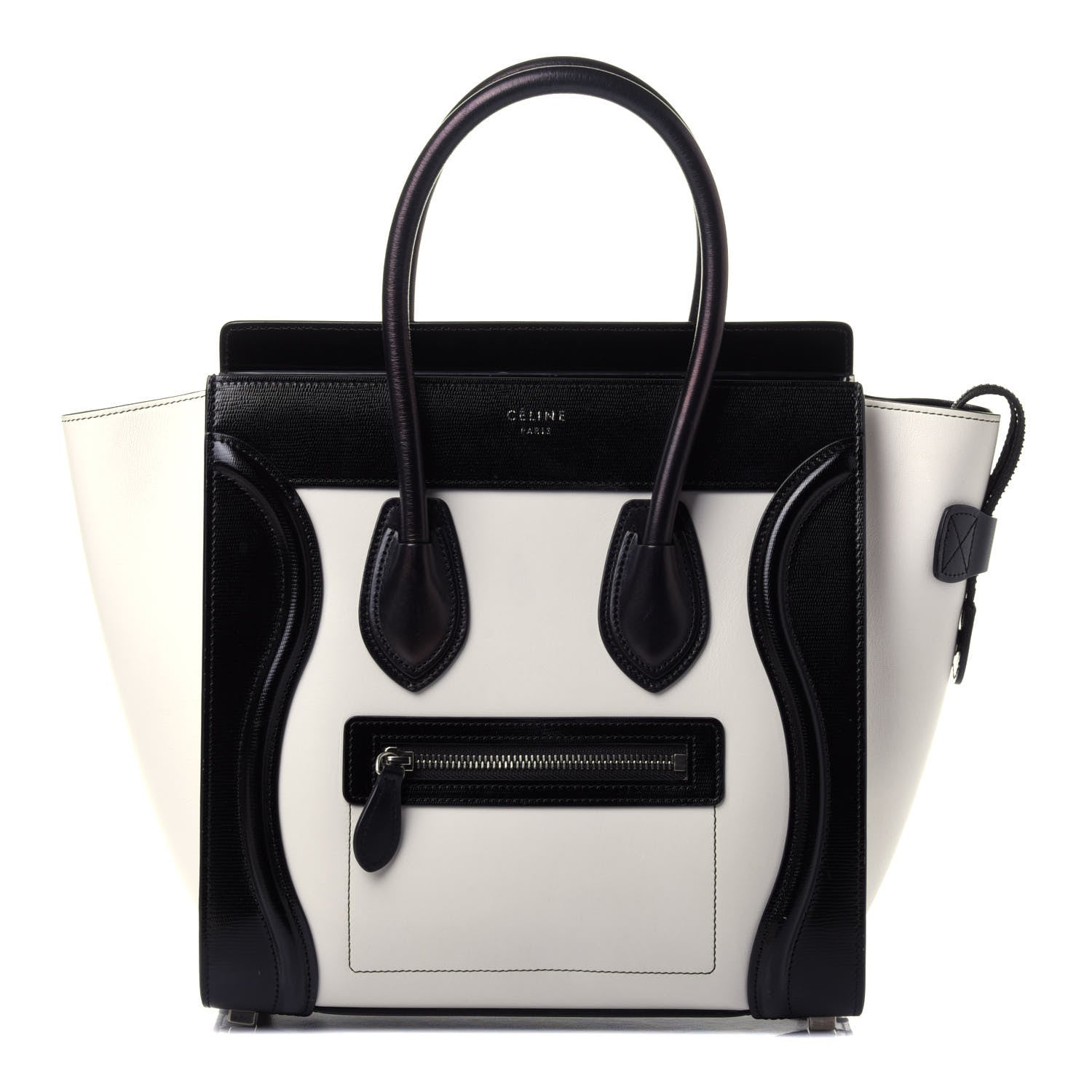 Celine Sleek Calfskin Micro Bi-Color Luggage Black White 1 of 5