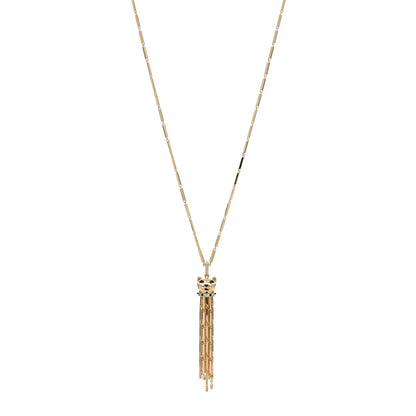 Cartier 18K Yellow Gold Diamond Onyx Emerald Black Lacquer Panthere De Cartier Necklace 1 of 4
