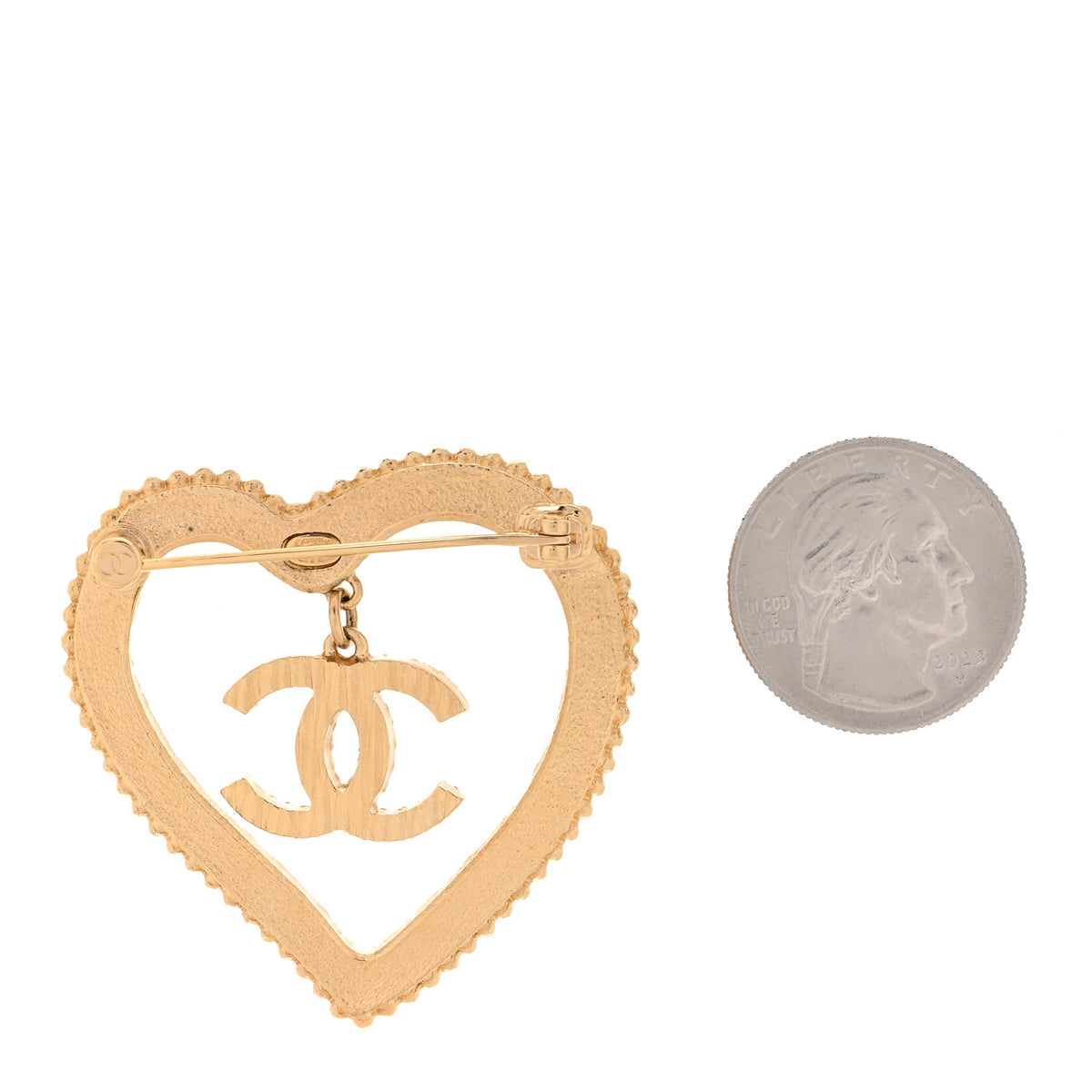 Enamel CC Textured CC Heart Brooch Pink Gold