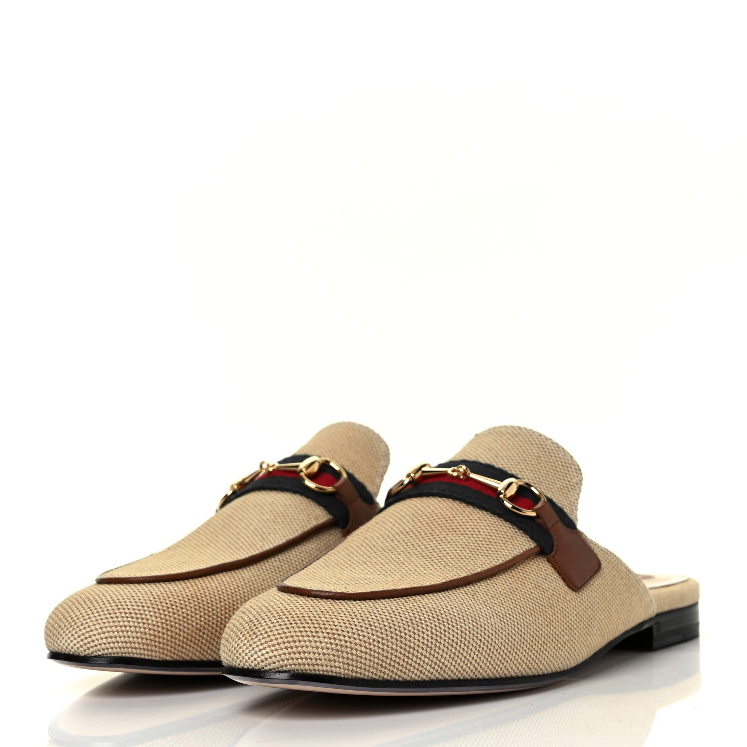 Gucci Canvas Vintage Charlotte Web Princetown Slippers 40 Sand Cuir 3 of 10