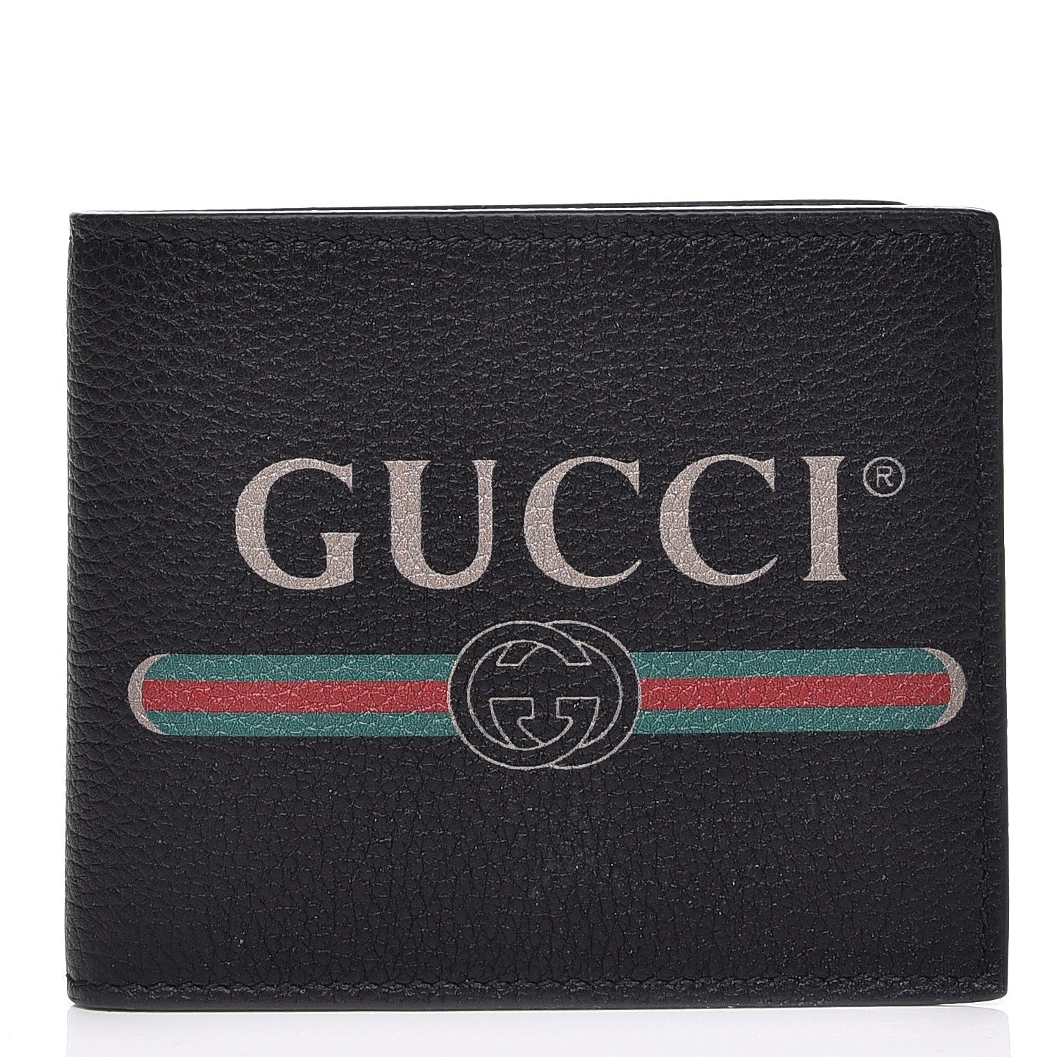 Gucci Cripto Calfskin Logo Bi-Fold Wallet Black Grege 1 of 7