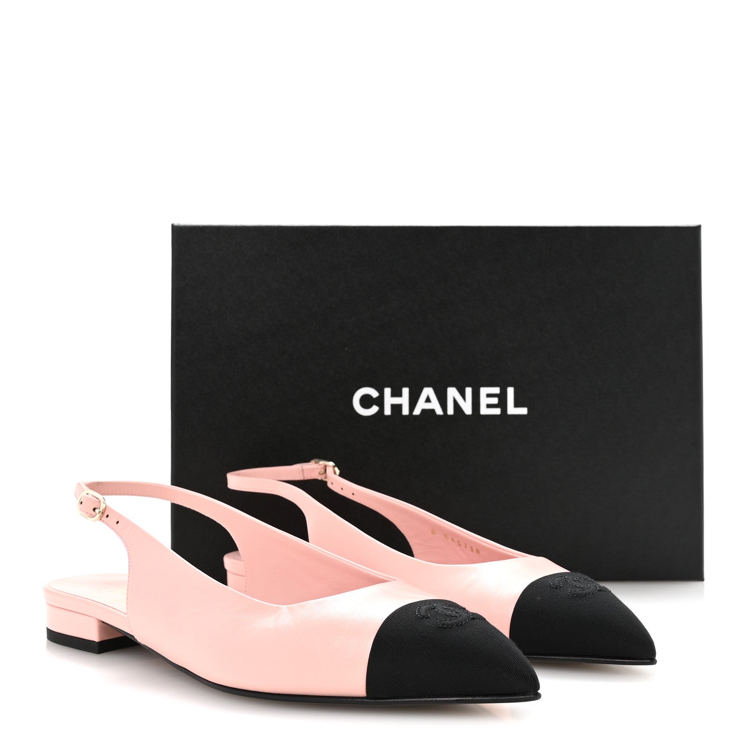 Chanel Goatskin Grosgrain Pointed Toe CC Slingback Flats 39 Pink Black 9 of 9