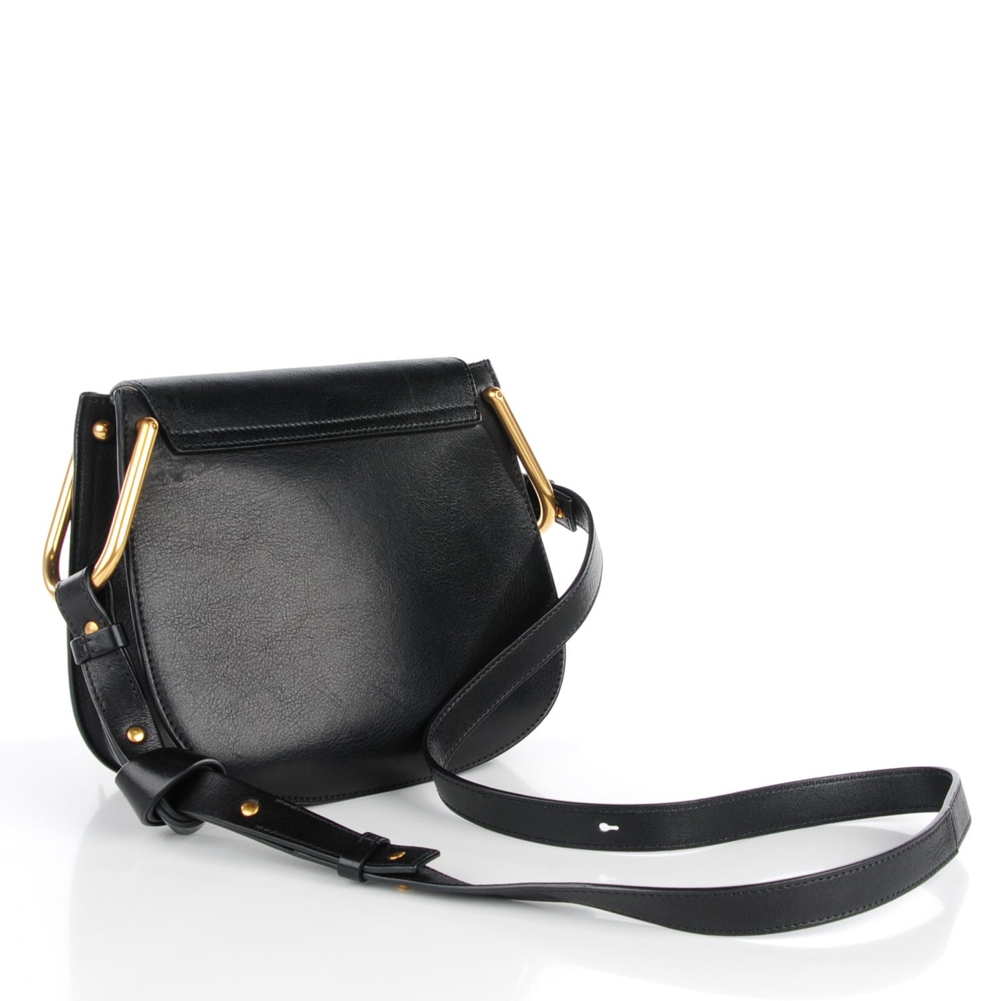 Calfskin Small Charm Hudson Shoulder Bag Black