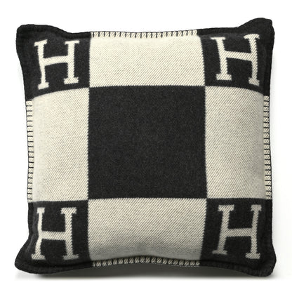 Hermes Wool Cashmere Avalon Pillow PM Ecru Gris Fonce 1 of 3