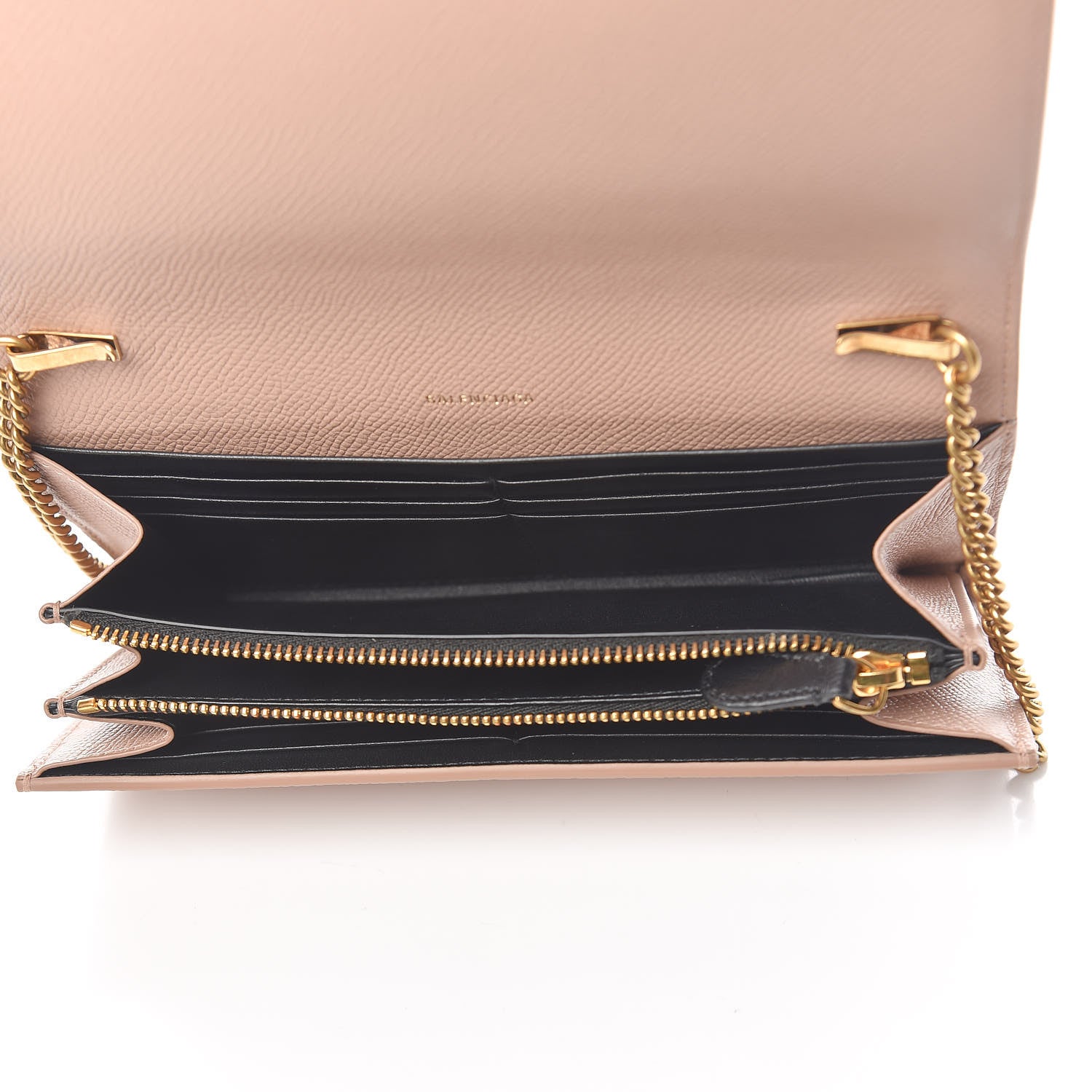 Balenciaga Signature Grained Calfskin Logo Ville Continental Wallet on Chain Beige 5 of 11