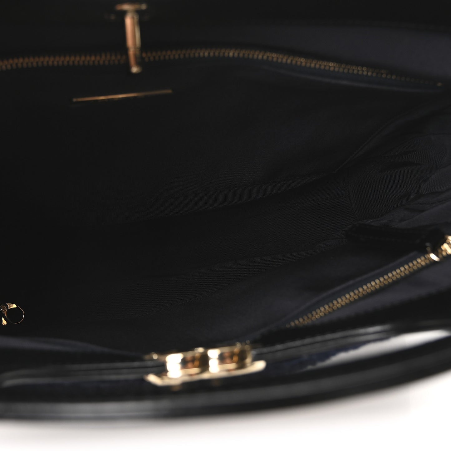 Shiny Crumpled Calfskin Wool Large 31 Shopping Bag Navy Blue Black