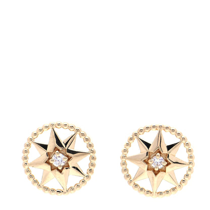 Christian Dior 18K Yellow Gold Diamond XS Rose Des Vents Earrings 1 of 7