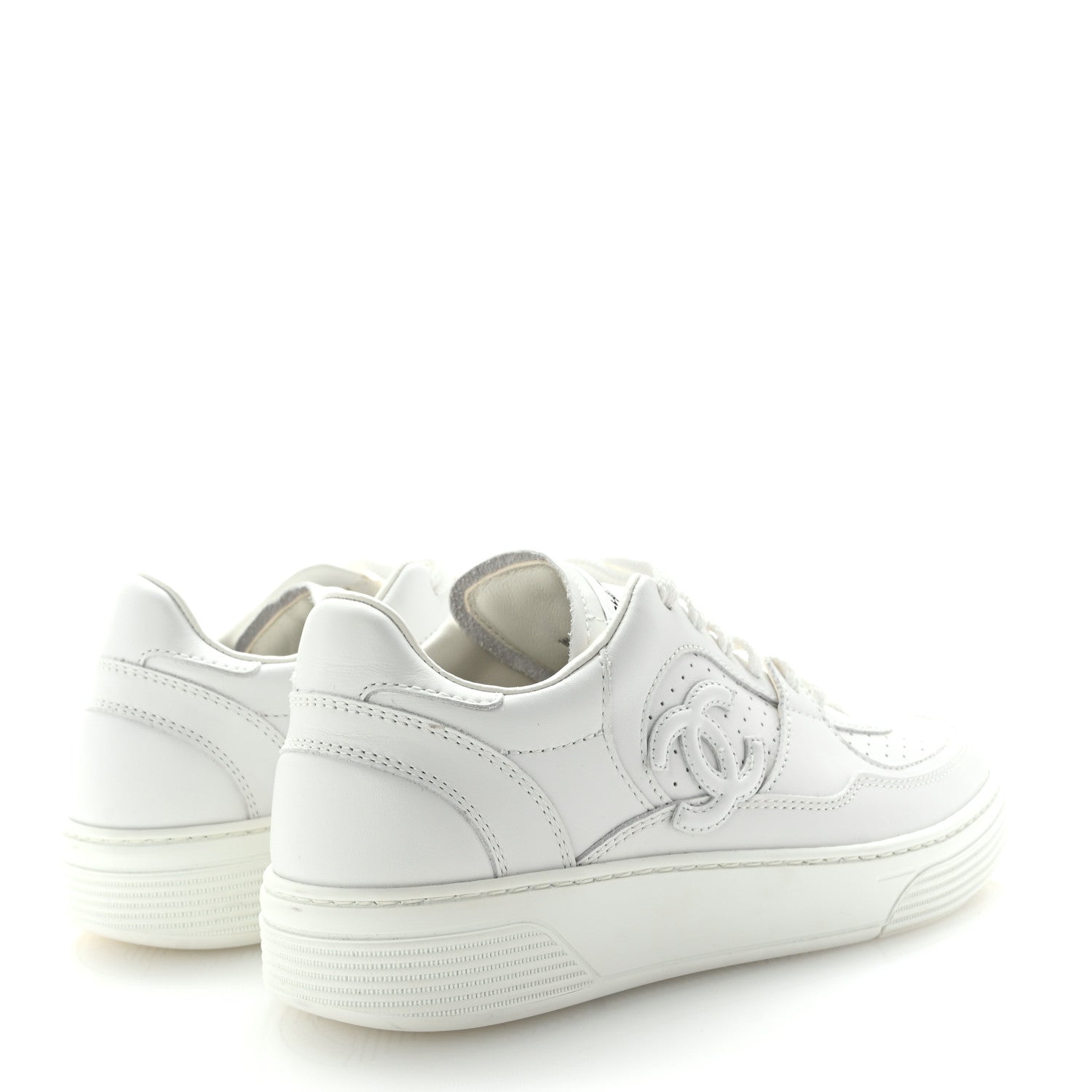Chanel Calfskin CC Womens Sneakers 36.5 White 5 of 9