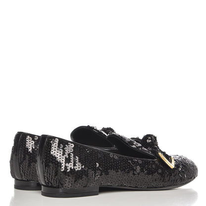 Louis Vuitton Sequin Loafers 37.5 Black 4 of 9