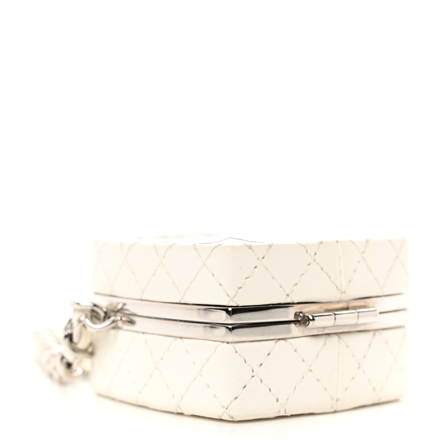 Chanel Goatskin Quilted Clutch With Chain White 4 of 10