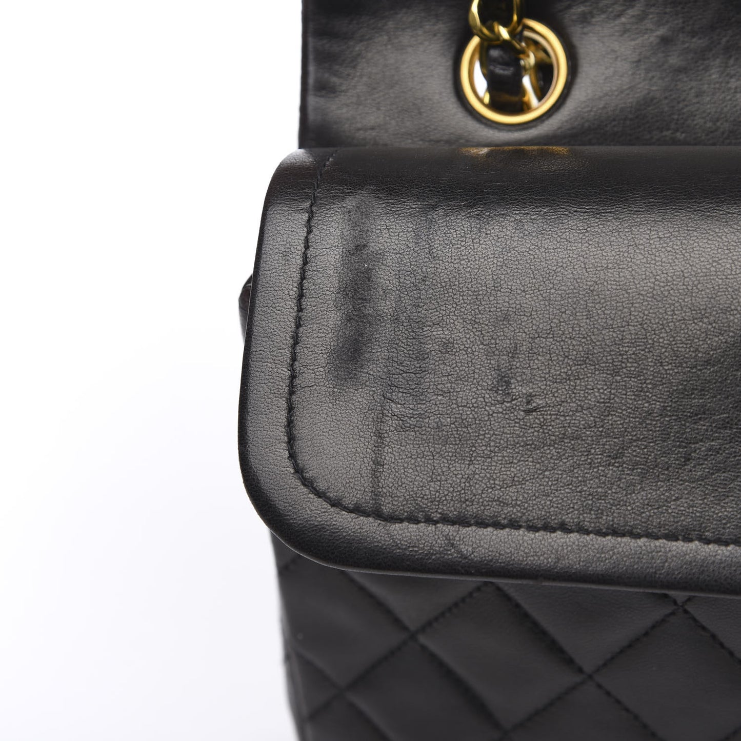 Lambskin Quilted Medium Double Flap Black