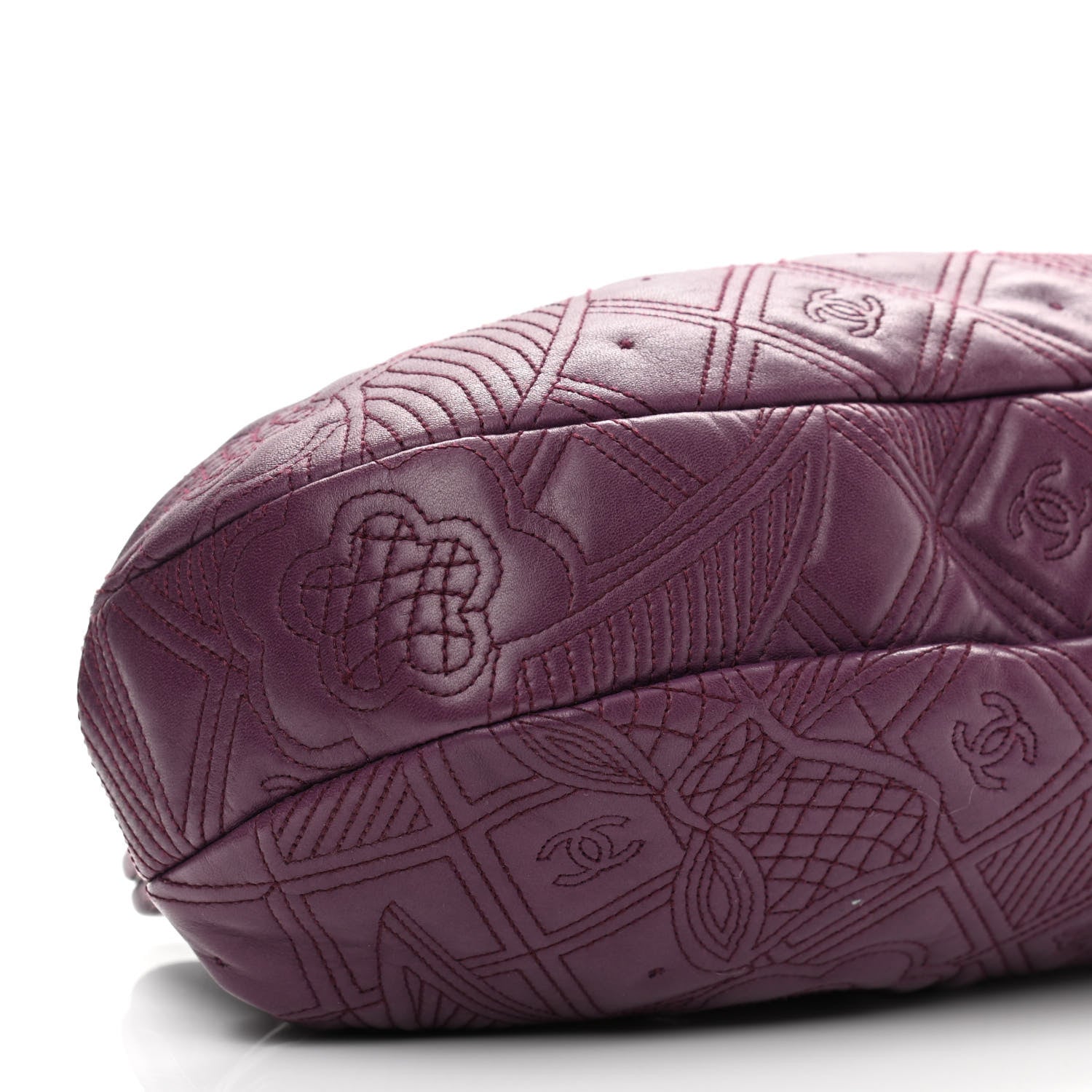 Chanel Lambskin Embroidered Frame Bag Purple 9 of 10