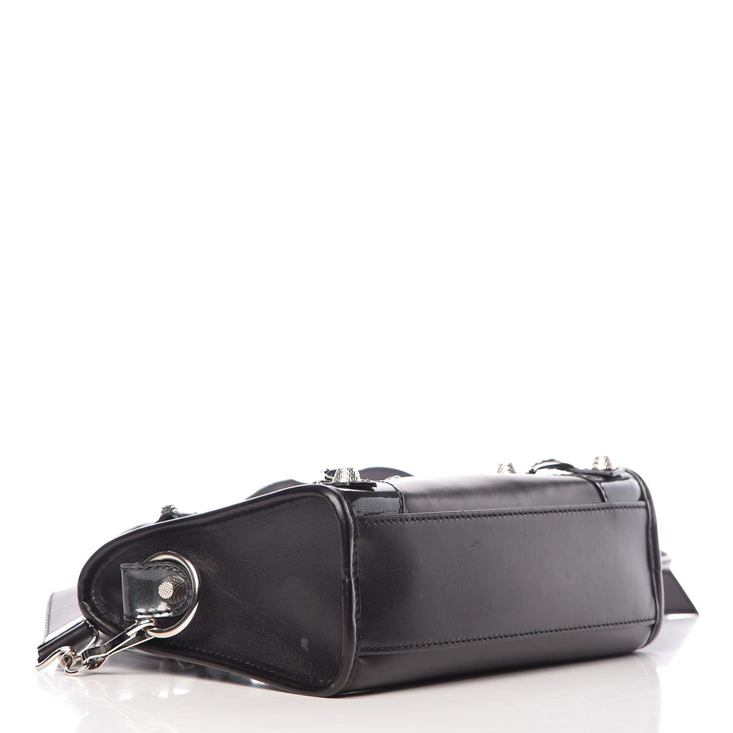 Smooth Calfskin Metallic Patent Giant 12 Silver Hardware Mini City Black Gris