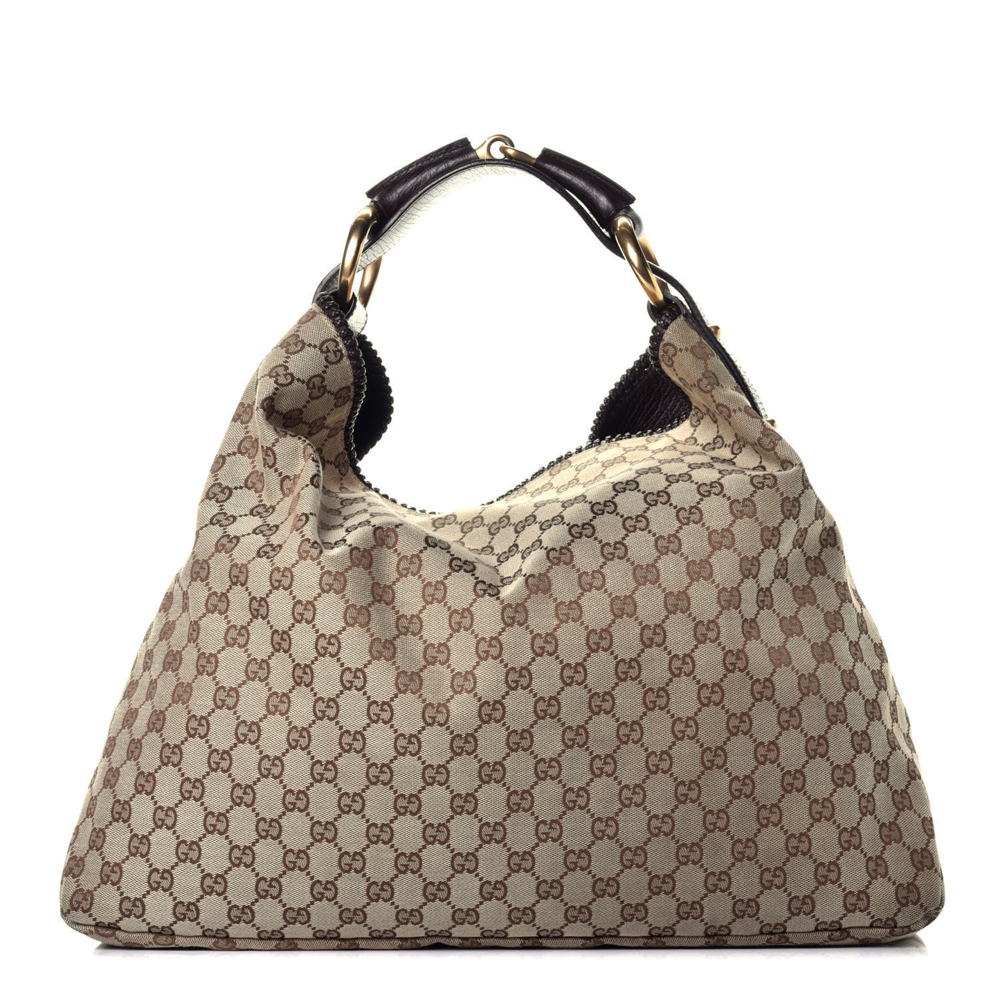 Monogram Large Horsebit Chain Hobo Dark Brown