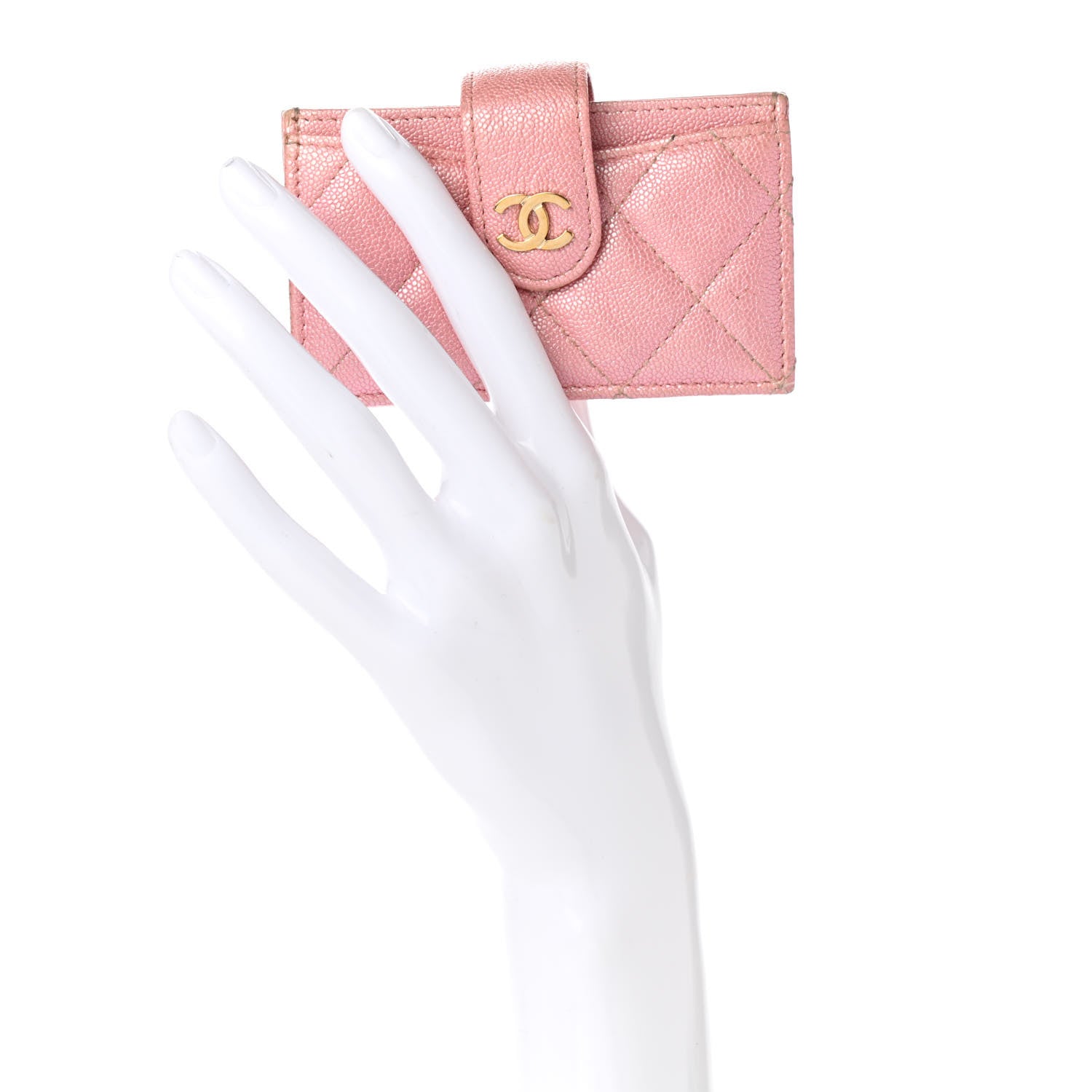 Chanel Iridescent Caviar Quilted Gusseted Card Holder Pink 2 of 8