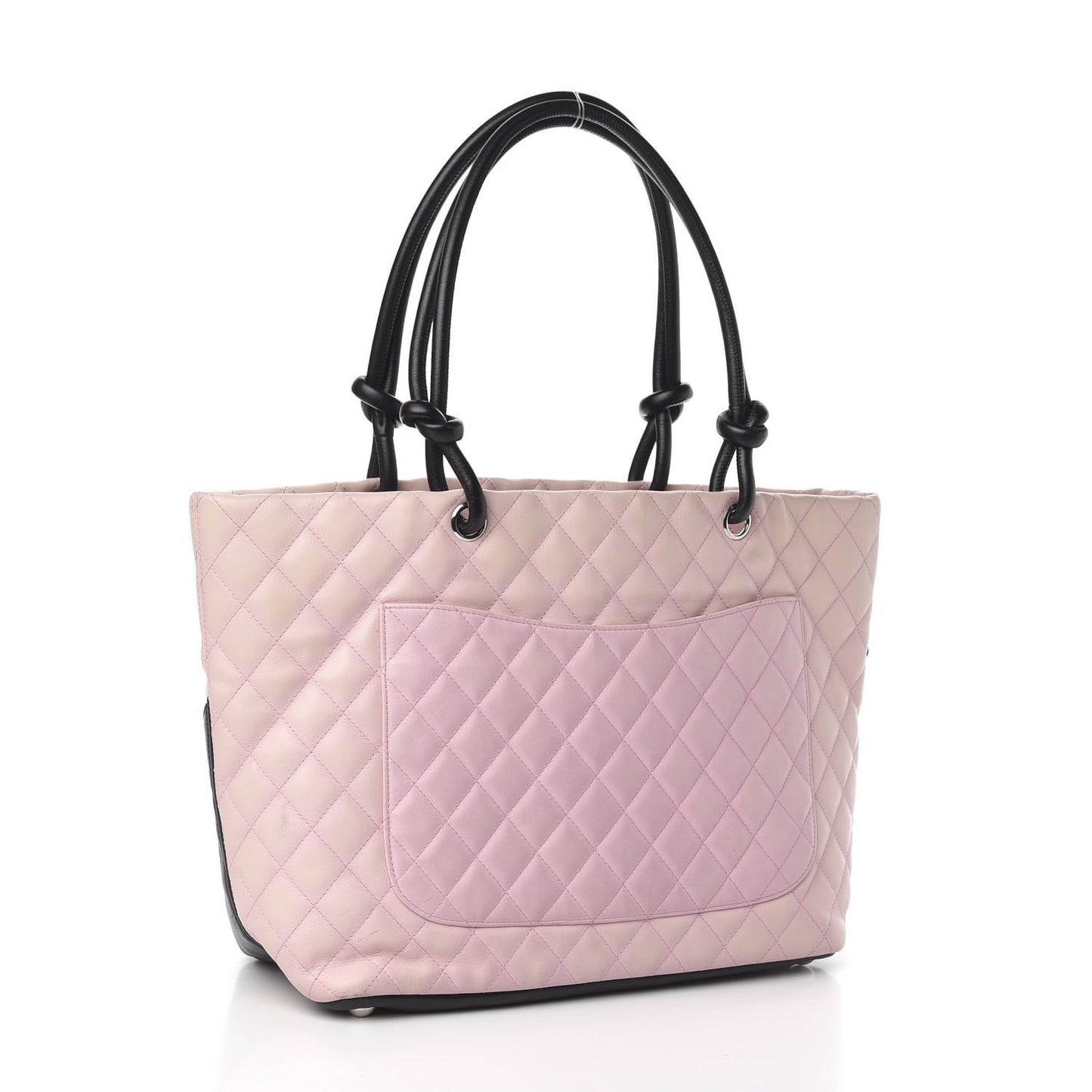 Calfskin Quilted Large Cambon Tote Pink Black