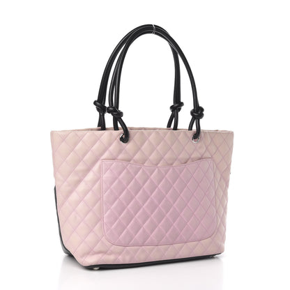Chanel Calfskin Quilted Large Cambon Tote Pink Black 4 of 12