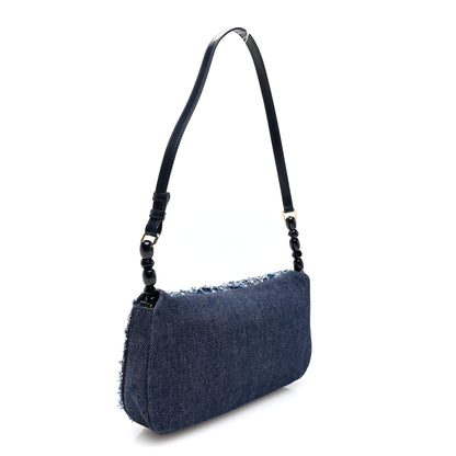 Christian Dior Denim Frayed Malice Shoulder Bag Blue 3 of 9