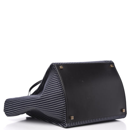 Celine Cotton Canvas Striped Medium Phantom Luggage Navy White 4 of 11