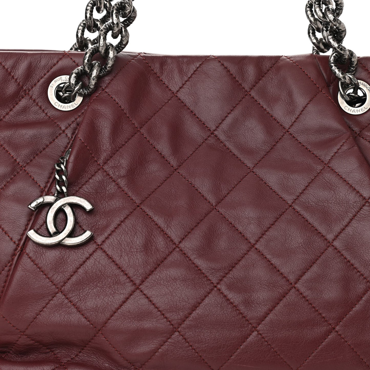 Calfskin Large Coco Pleats Tote Burgundy