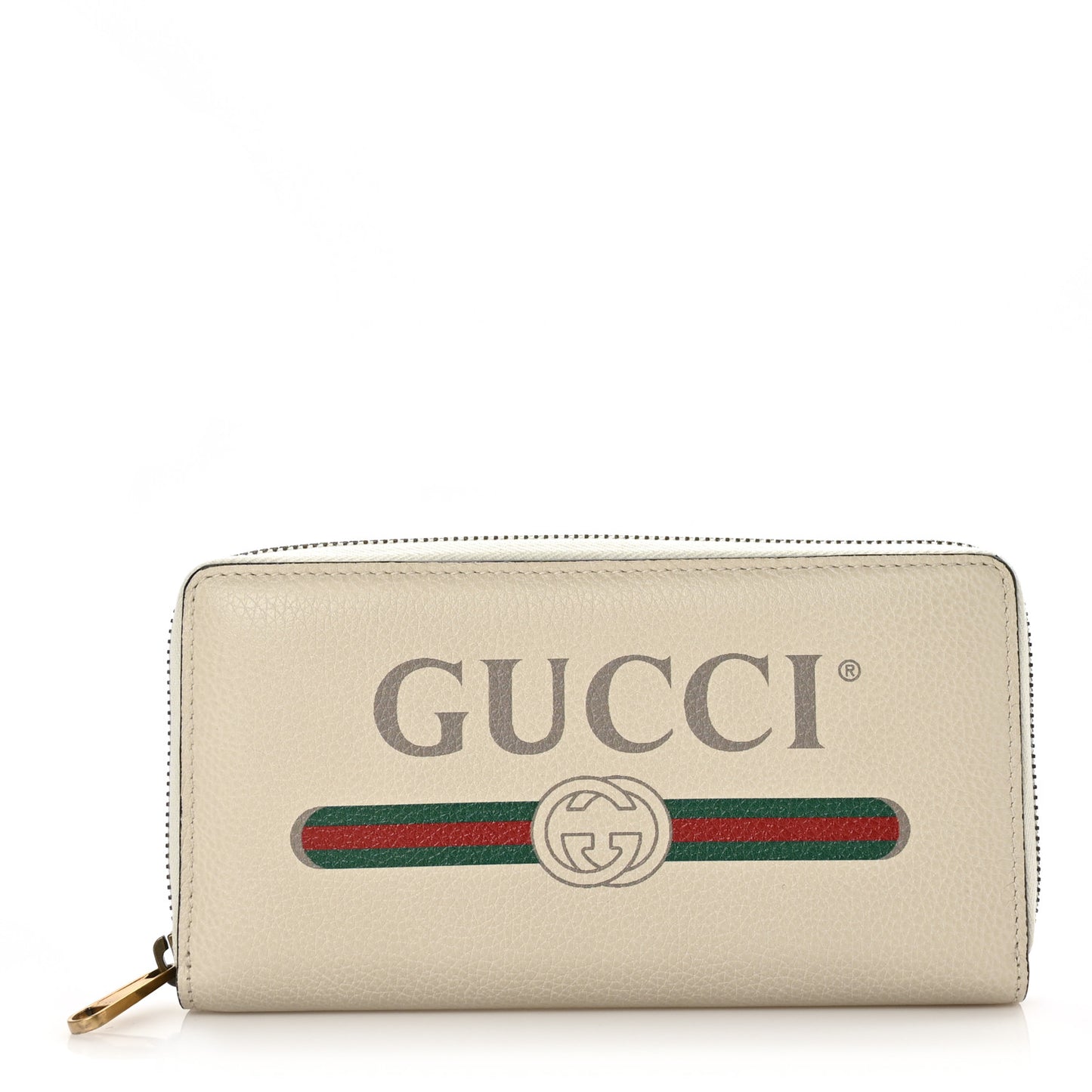 Calfskin Logo Zip Around Wallet White