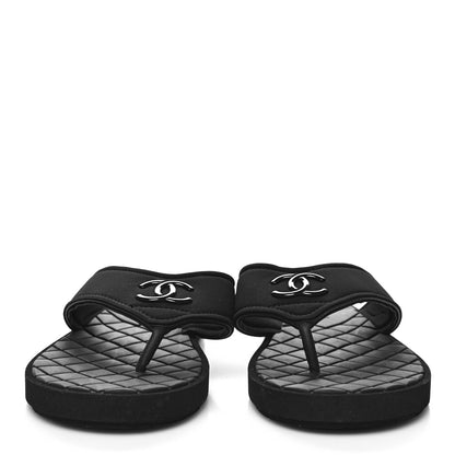 Chanel Fabric CC Thong Sandals 39 Black 2 of 8