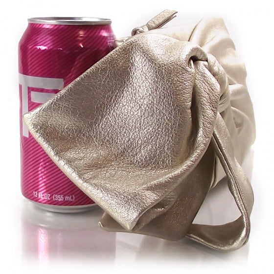 Metallic Nappa Bow Clutch Gold