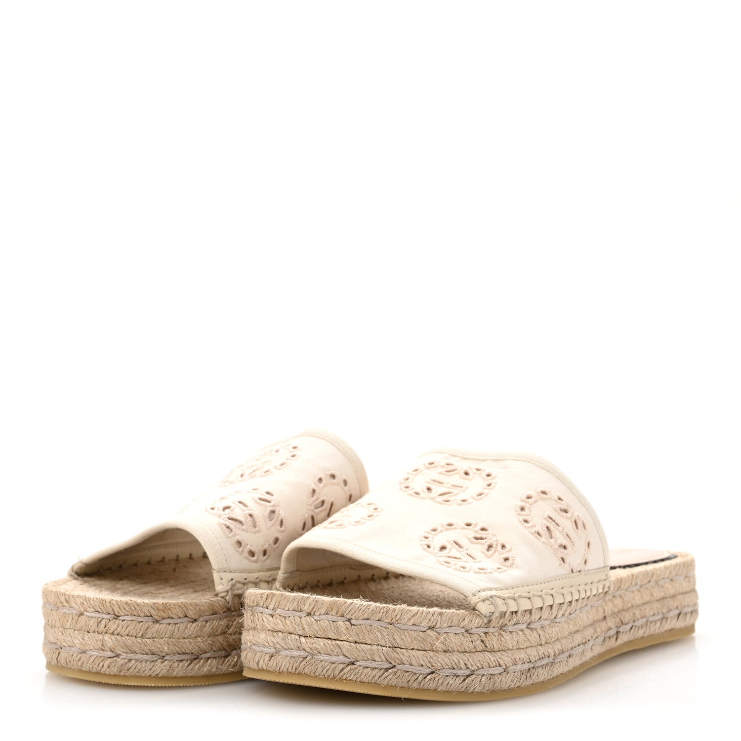 Gucci Canvas Interlocking G Damita Espadrille Sandals 38 Natural 4 of 10