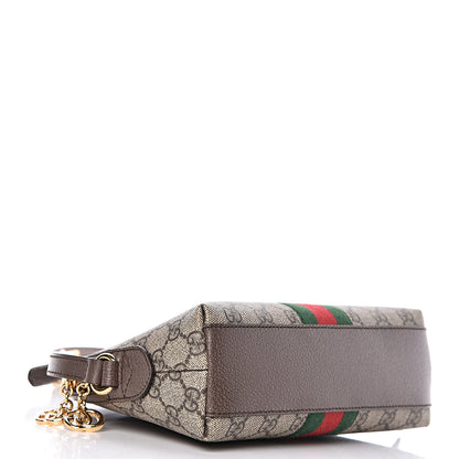 Gucci GG Supreme Monogram Textured Dollar Calfskin Web Small Ophidia Dome Shoulder Bag Beige Ebony New Acero 4 of 11