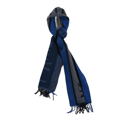 Louis Vuitton Wool Cashmere LV Scarf Grey Blue 1 of 4