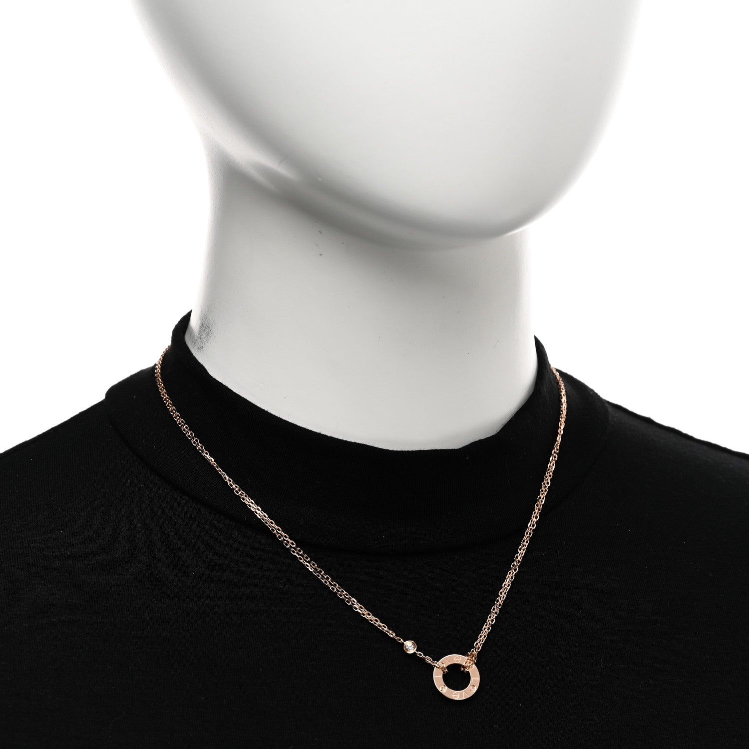 Cartier 18K Pink Gold 1 Diamond 1 Pink Sapphire LOVE Necklace 2 of 4