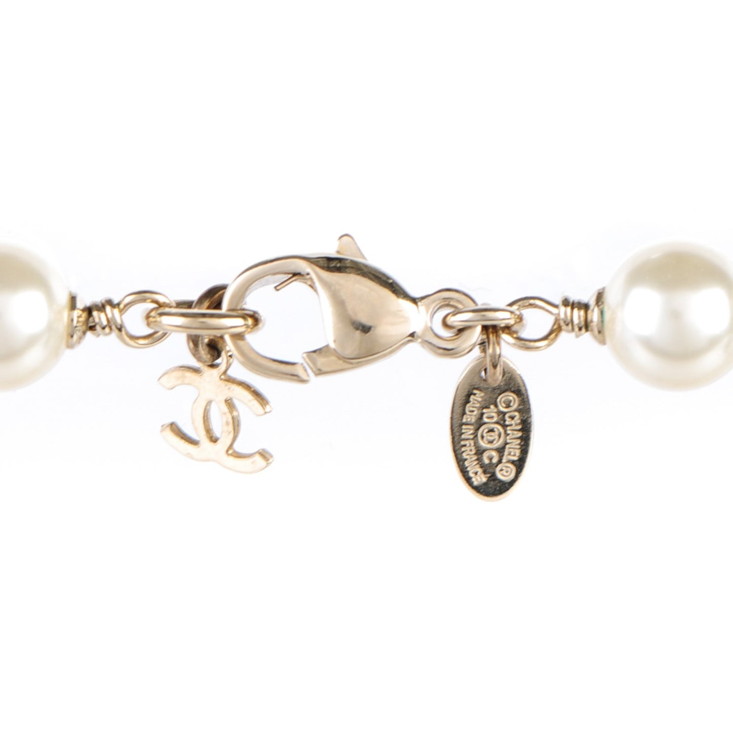 Pearl Resin Crystal CC Long Necklace Gold Blue