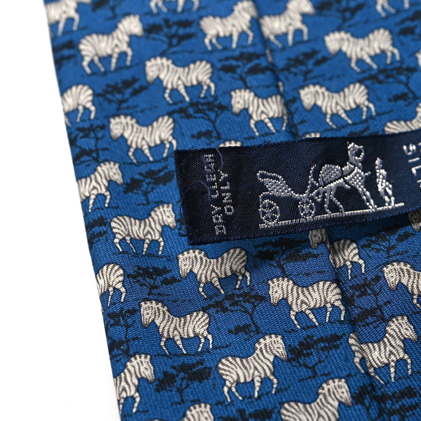Printed Silk Mens Neck Tie Bleu