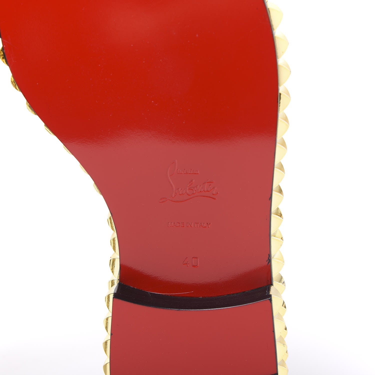 Christian Louboutin Calfskin Athossita Flat Sandals 40 Black Gold 6 of 8