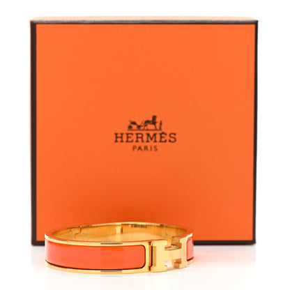 Hermes Enamel Narrow Clic Clac H Bracelet PM Orange 5 of 5