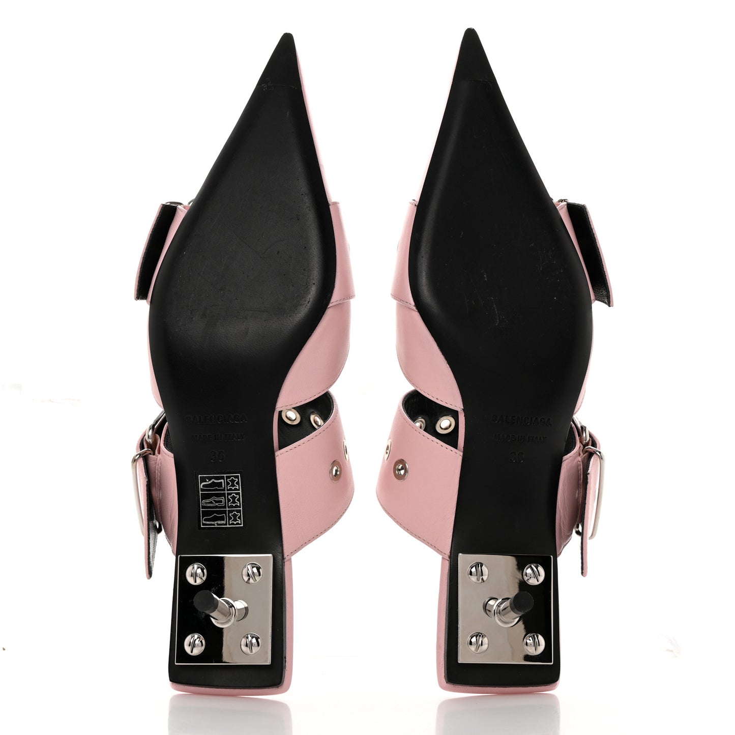 Shiny Calfskin Belt 40mm Mules 36 Pink