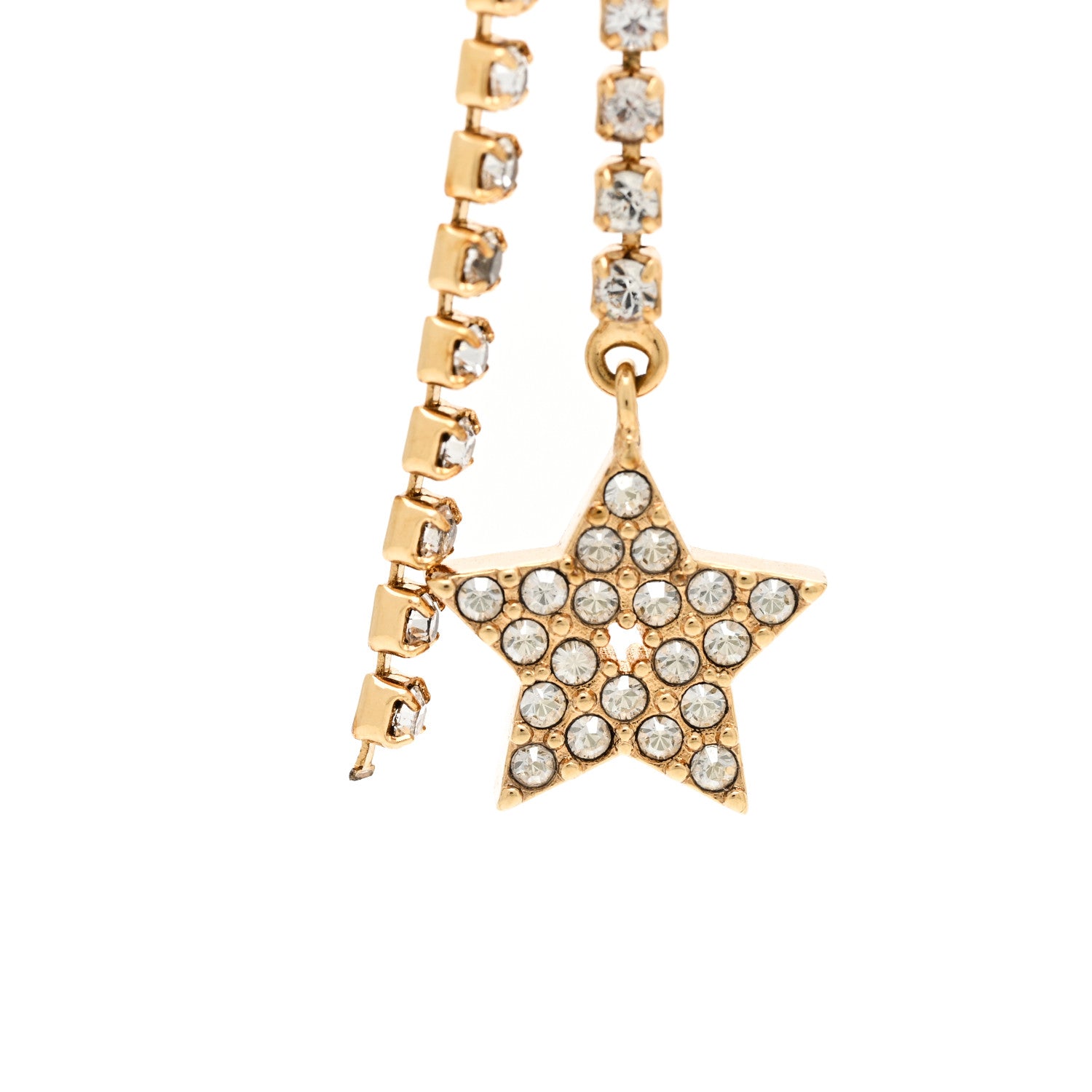 Christian Dior Pearl Crystal Star Tribale Dangle Chain Earrings Gold 5 of 5