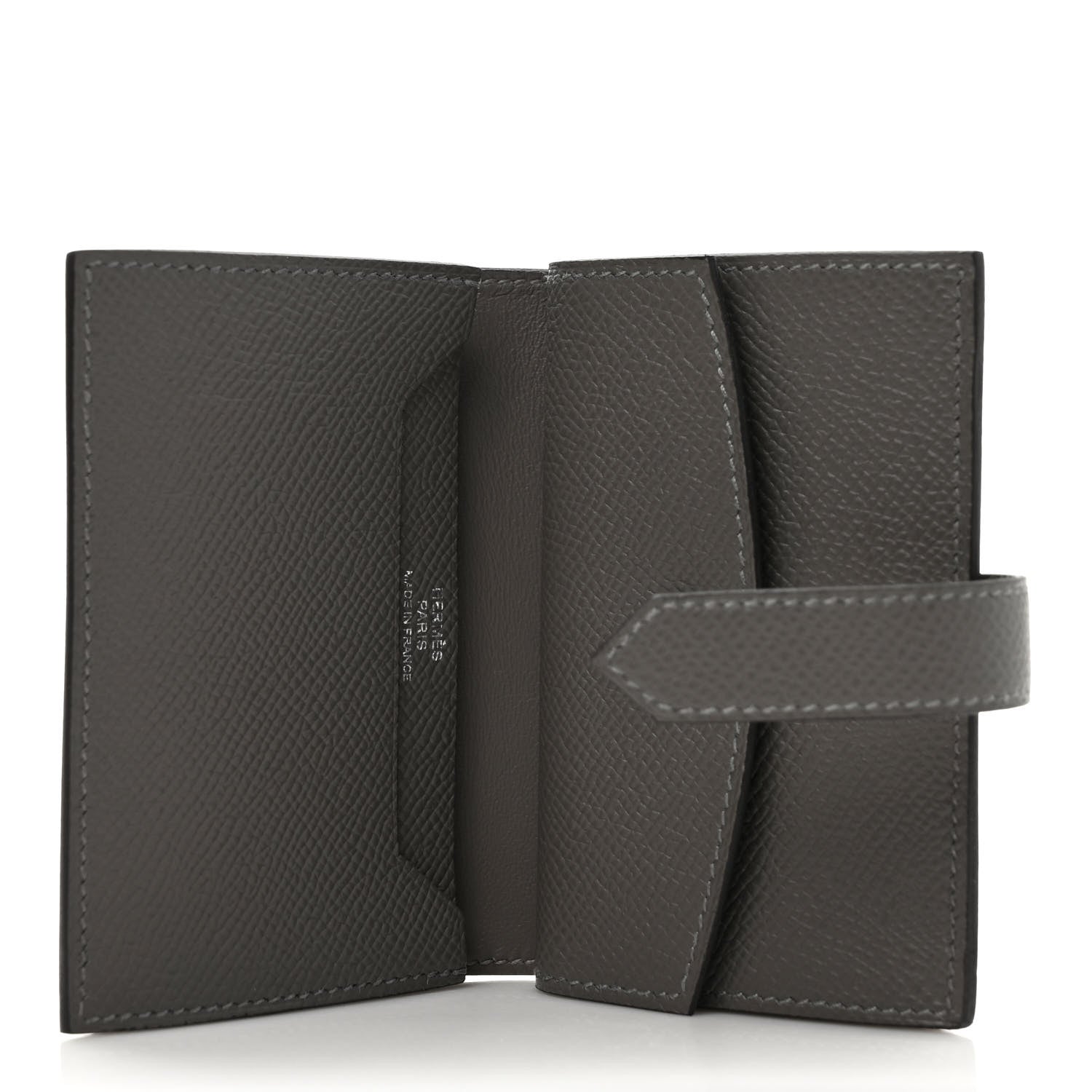 Hermes Epsom Bearn Card Holder Wallet Gris Meyer 5 of 7