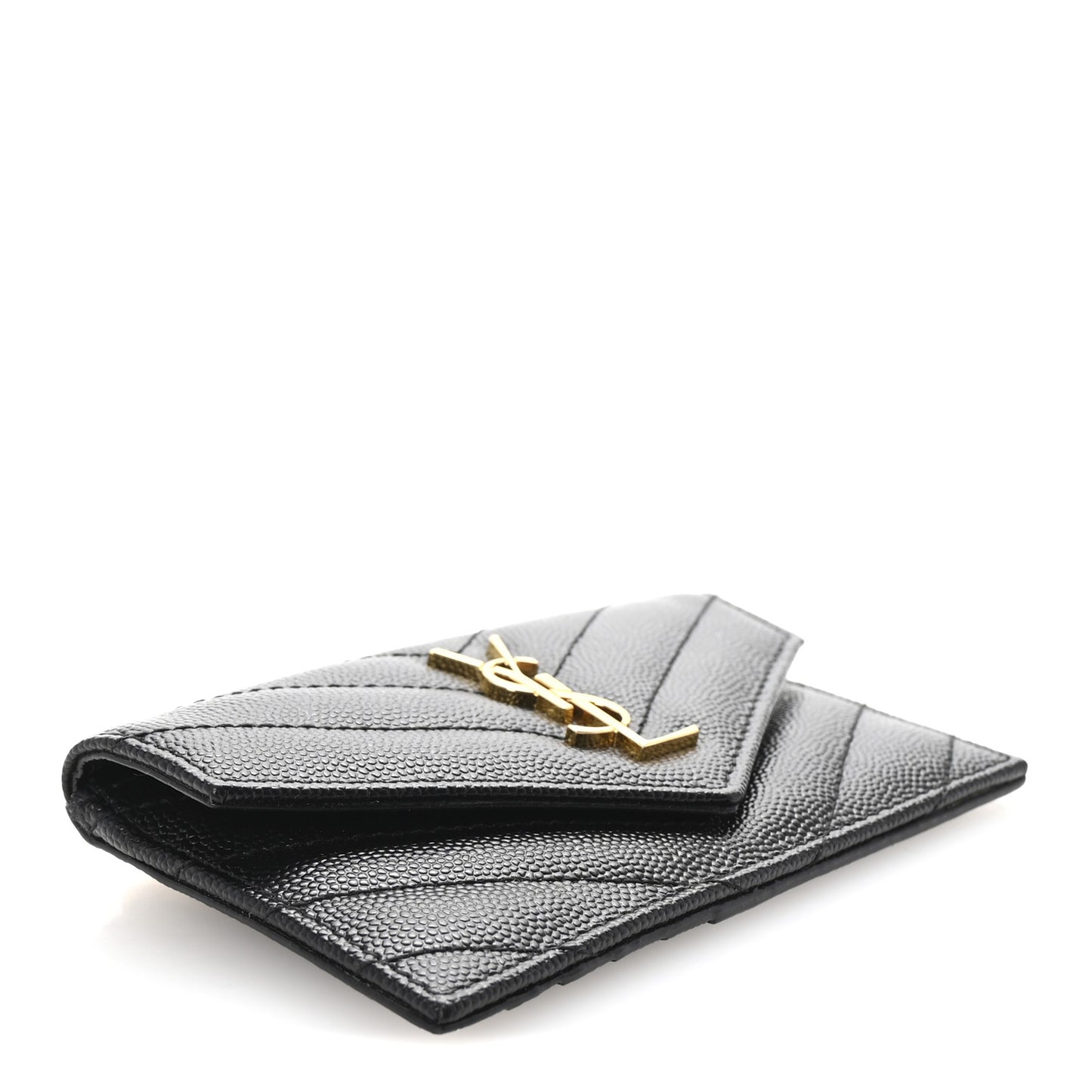 Grain De Poudre Matelasse Chevron Monogram Compact Wallet Black