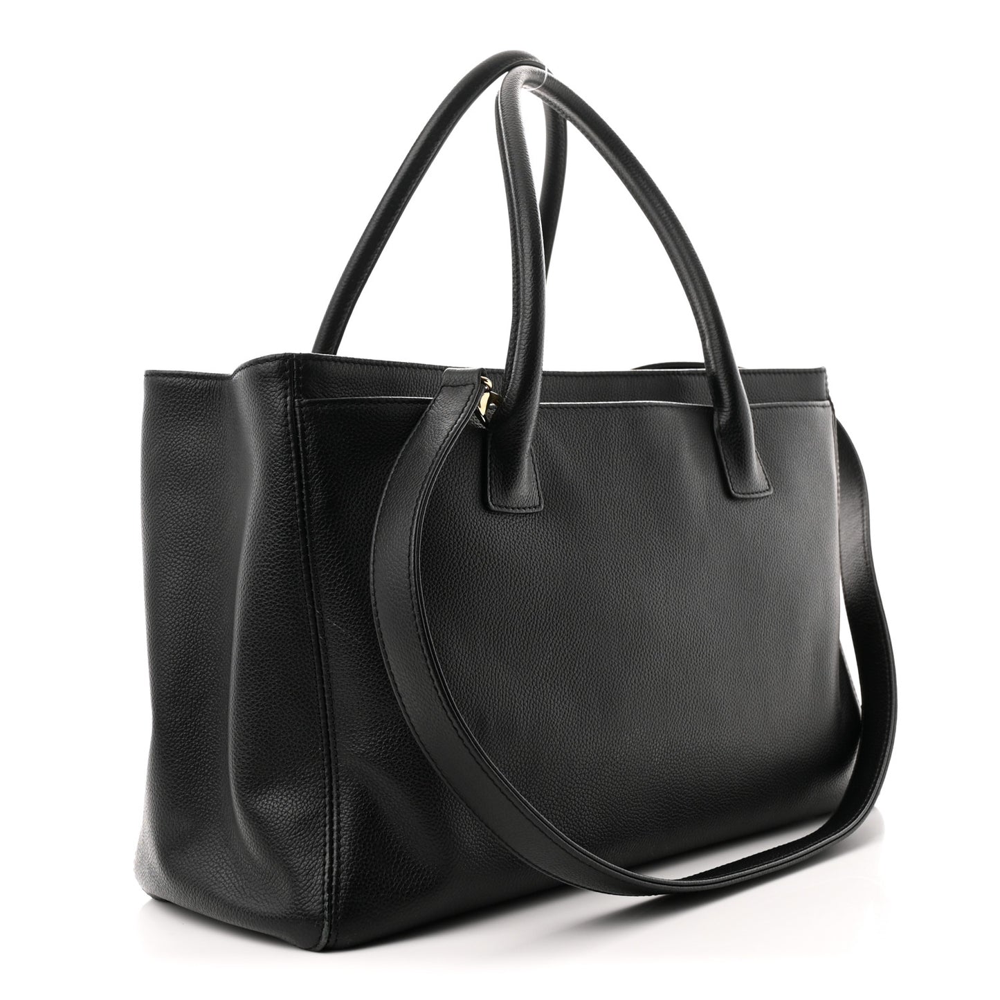 Calfskin Cerf Executive Shopper Tote Black