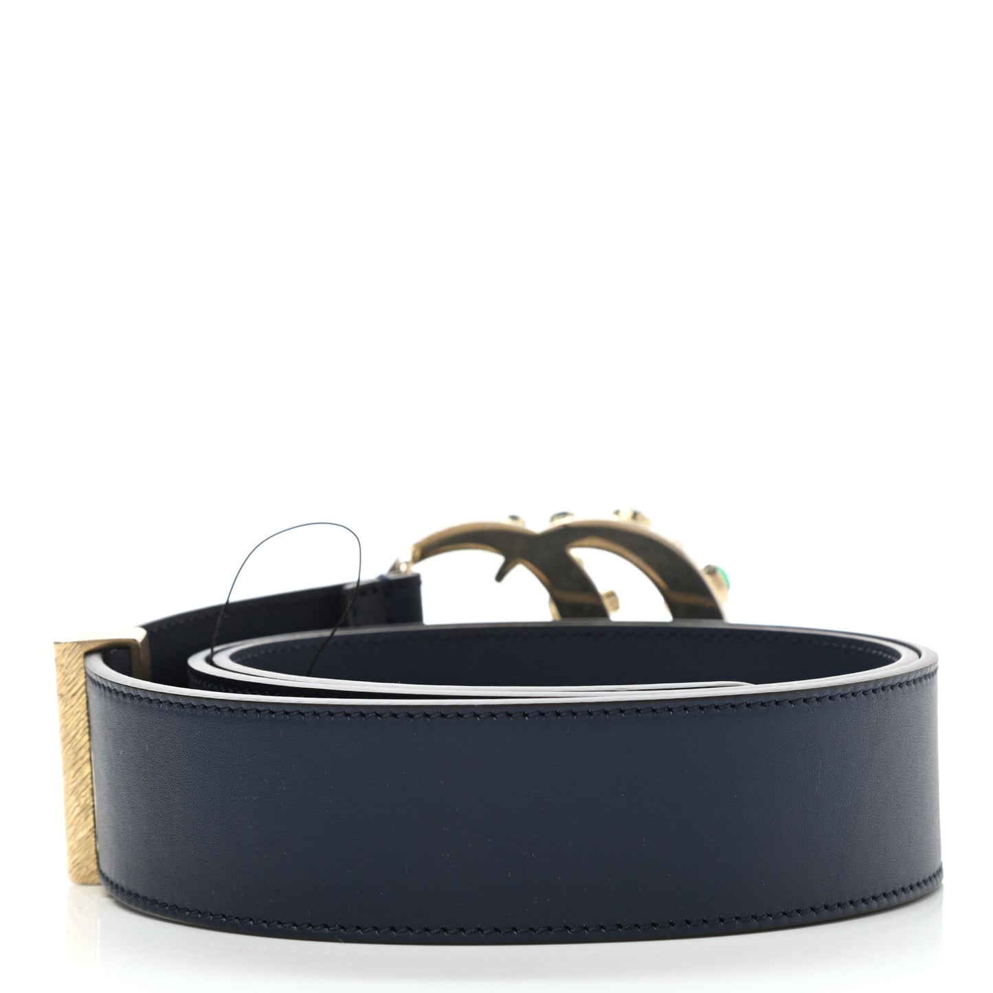 Calfskin Ceramic Glass Double G 40mm Belt 90 36 Black Multicolor
