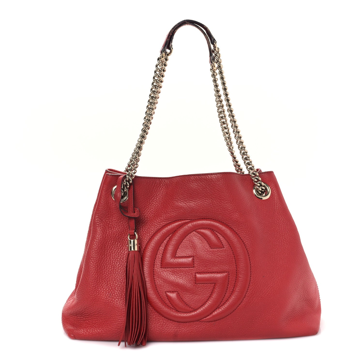 Gucci Pebbled Calfskin Medium Soho Chain Shoulder Bag Tabasco Red 1 of 17