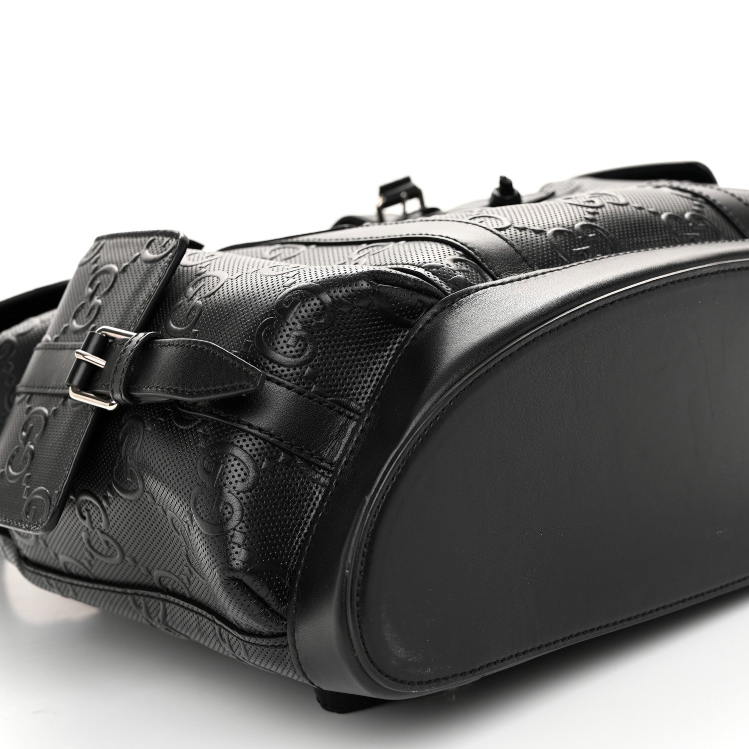 Gucci Calfskin GG Tennis Embossed Double Buckle Backpack Black 9 of 10